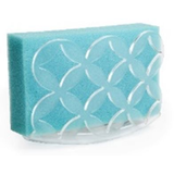 Porte-éponge/brosse à récurer en plastique Umbra Meridian pour évier de cuisine, transparent, 5,25 x 2,25 x 4 po Front_Angled_Right