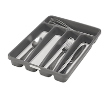 Madesmart Mini 5-Compartment Cutlery & Kitchen Utensil Drawer Organizer Tray/Holder, Grey