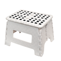 Maison Kleen Plastic Anti-Slip Folding Step Stool For Kitchen & Bathroom, White, 9-in