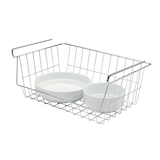 Type A Stay Cabinet/Cupboard Under-Shelf Storage Basket with Non-Slip Hooks, Chrome Front_Angled_Left