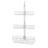 Type A Alpha Adjustable 3-Basket Over-The-Door Storage Organizer For Kitchen Pantry, Chrome Front_Angled_Left
