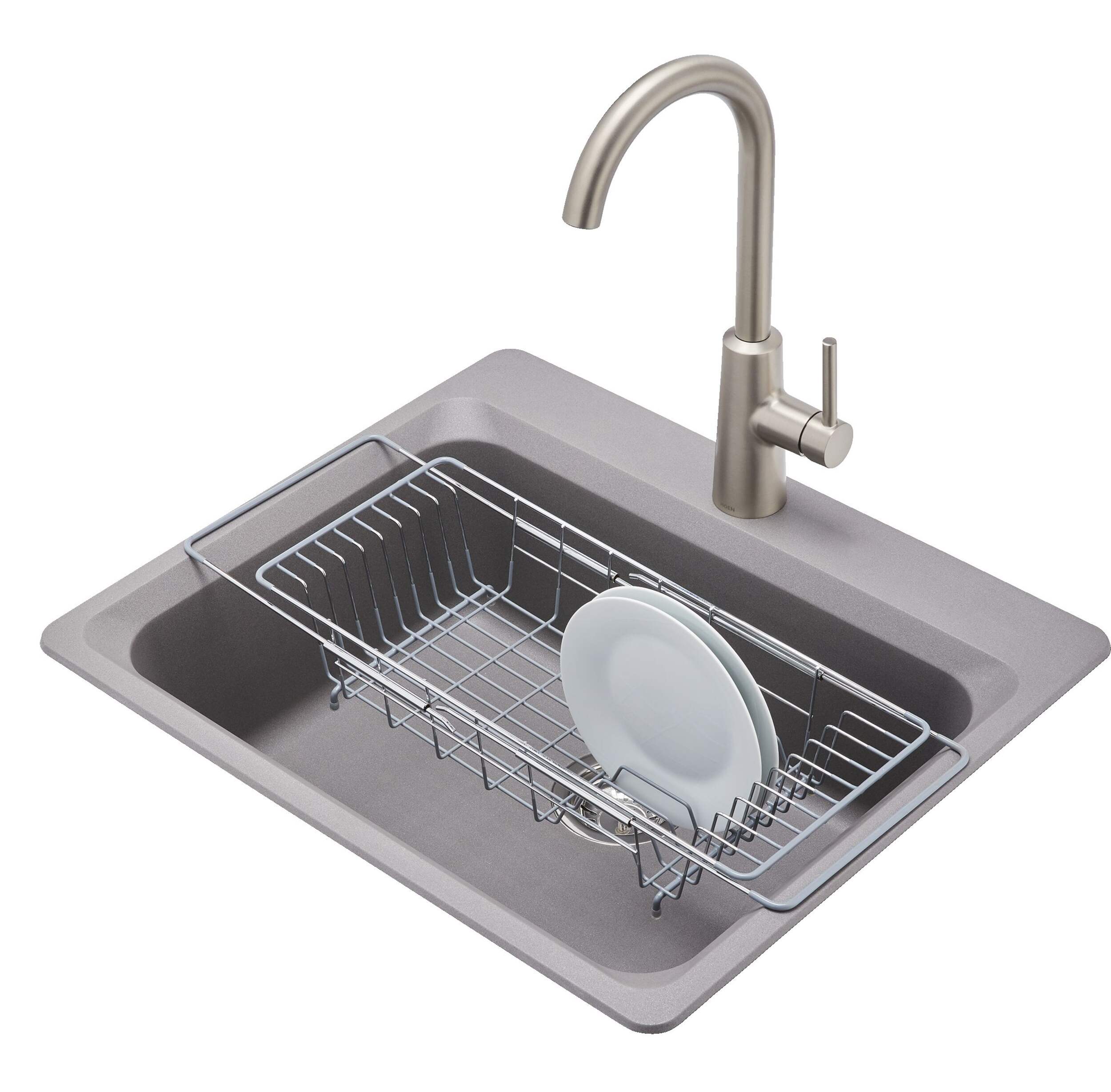 Type A Stay Stainless Steel Expandable Over-The-Sink Dish Drying/Draining Rack Overhead_Plunge