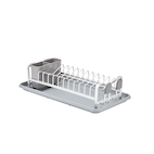 CozyBlock Aluminum 2-tier Dish Drying Rack with Utensil & Wooden Cutlery  Holder – Rust Proof Kitchen