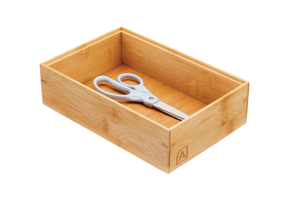 Type A 6 x 9in Engrained Stackable Bamboo Drawer Organizer Box For