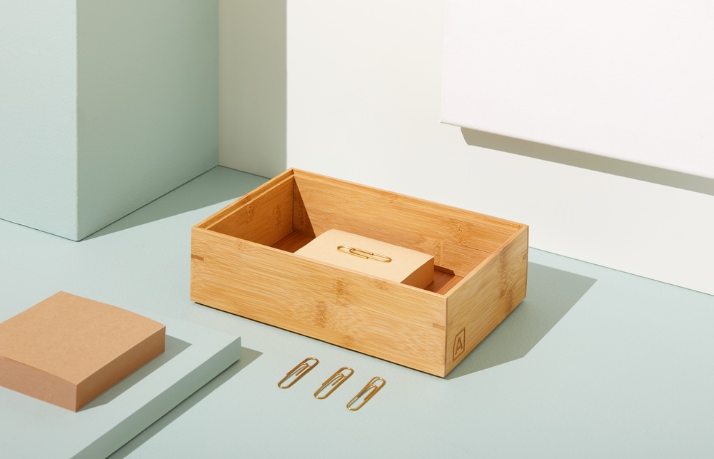 Type A 6 x 9in Engrained Stackable Bamboo Drawer Organizer Box For