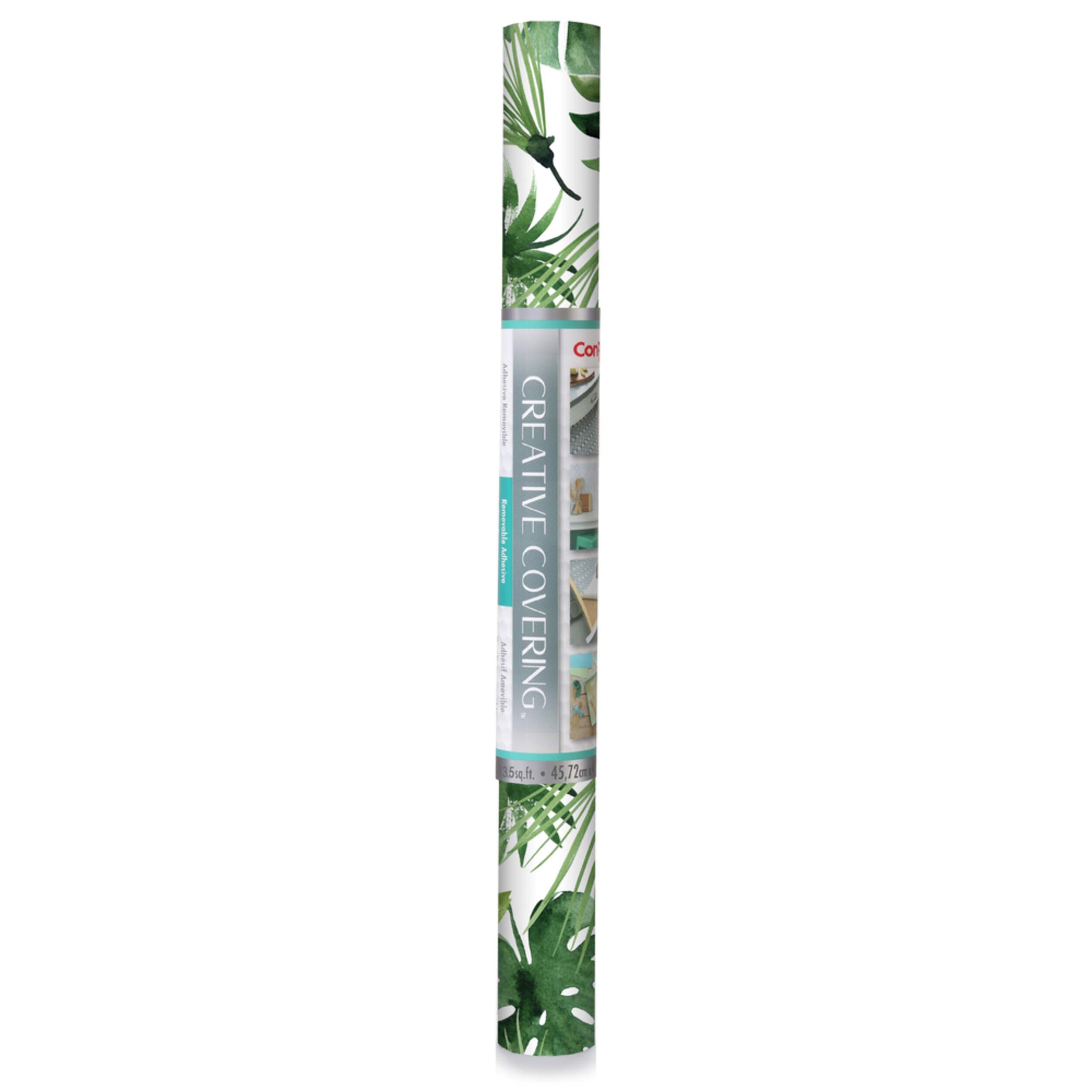 Con-Tact Removable Adhesive Shelf/Drawer Liner, Leaf Print, 18-in x 9-ft Front_Flat
