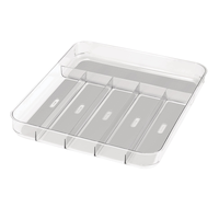 Madesmart Large 6-Compartment Cutlery & Kitchen Utensil Drawer Organizer Tray/Holder, Clear
