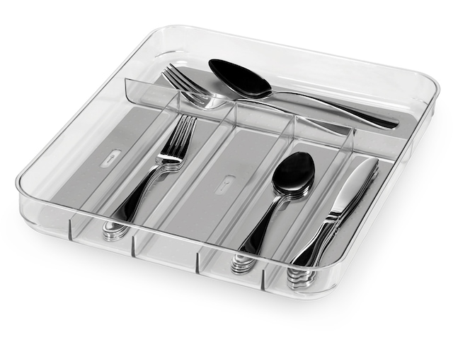 Madesmart Large Cutlery & Kitchen Utensil Drawer Organizer Tray/Holder, Clear