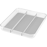 Grand plateau/bac de rangement de tiroir à 3 compartiments Madesmart pour cuisine/salle de bain/bureau, transparent Front_Angled_Left