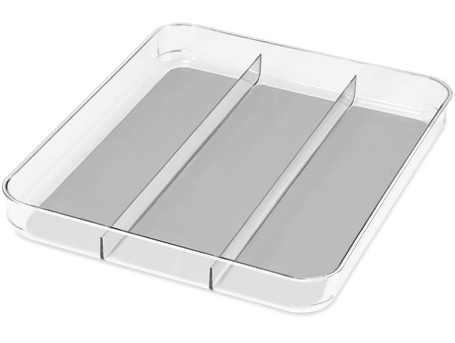 Madesmart Large 6-Compartment Cutlery & Kitchen Utensil Drawer Organizer  Tray/Holder, Clear