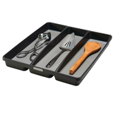 Range-tout/porte-ustensiles de cuisine Madesmart à 3 compartiments, gris Front_Angled_Left