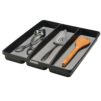 Madesmart 3-Compartment Kitchen Utensil Drawer Organizer Tray/Holder, Grey Front_Angled_Left