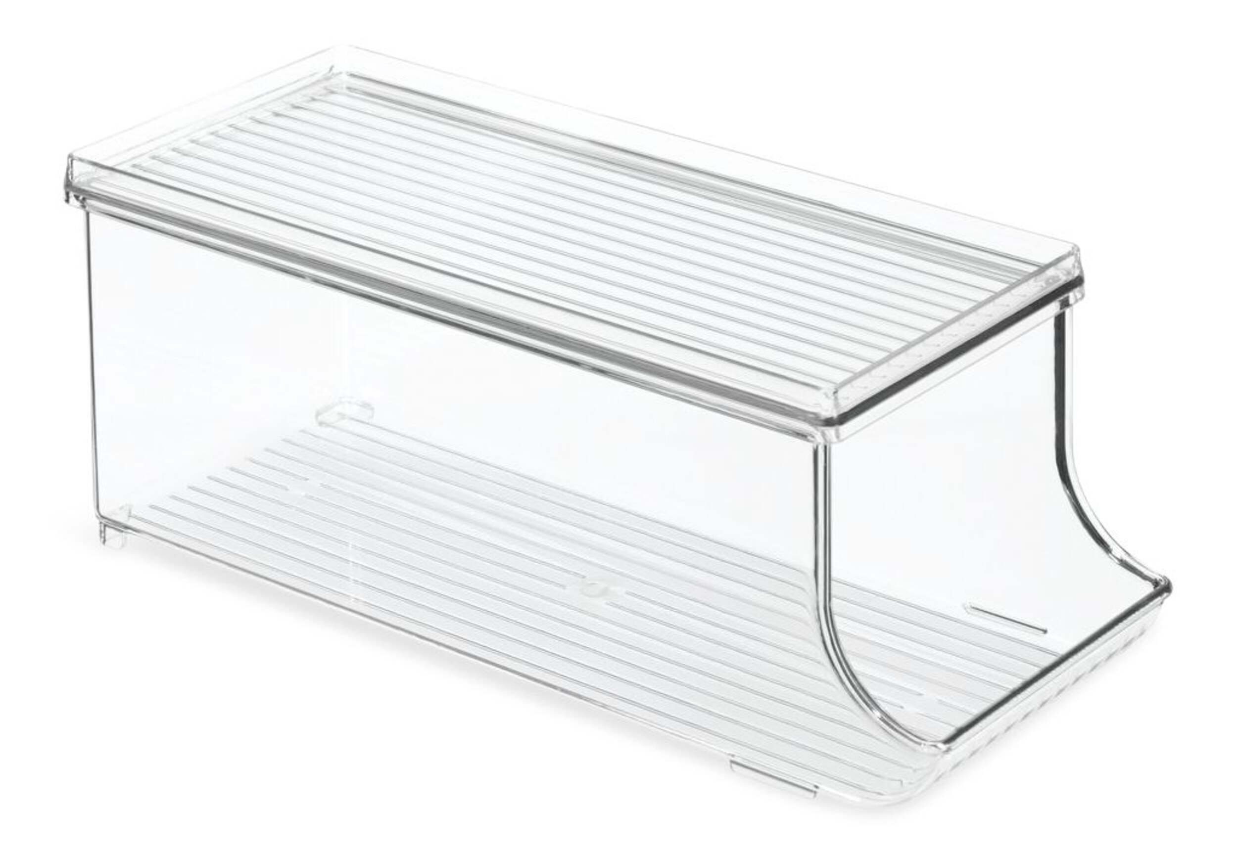 iDesign RPET Can Holder Fridge Storage Bin with Lid Front_Three_Fourths_Angled_Right