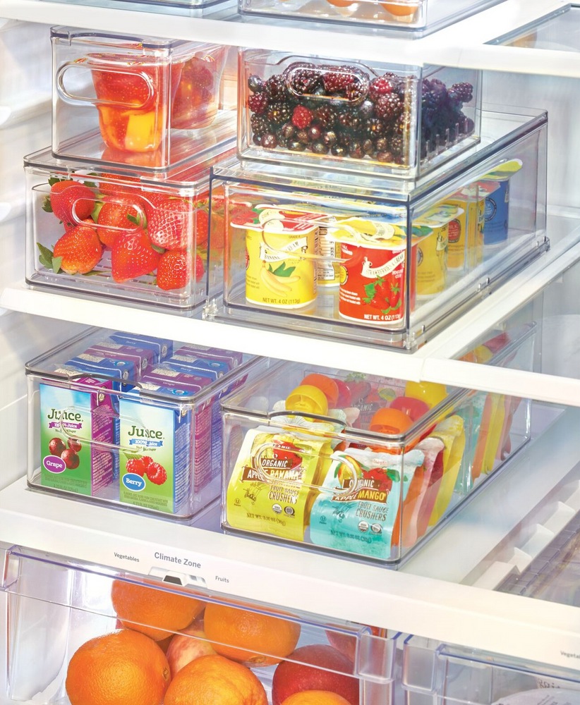 The Home Edit x iDESIGN Clear Plastic Divided Stacking Fridge Drawer
