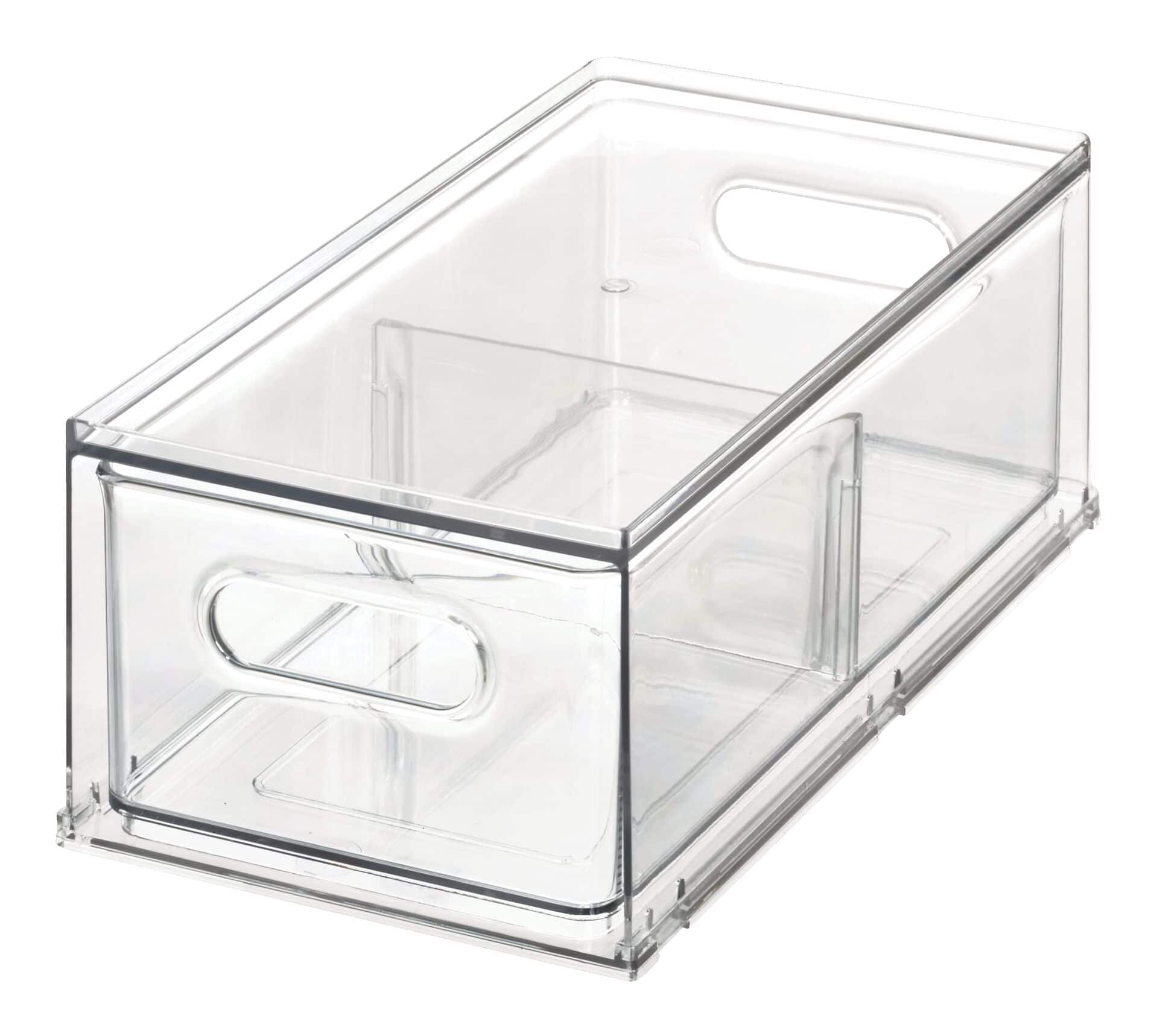 The Home Edit x iDESIGN Clear Plastic Divided Stacking Fridge Drawer  Storage Organizer