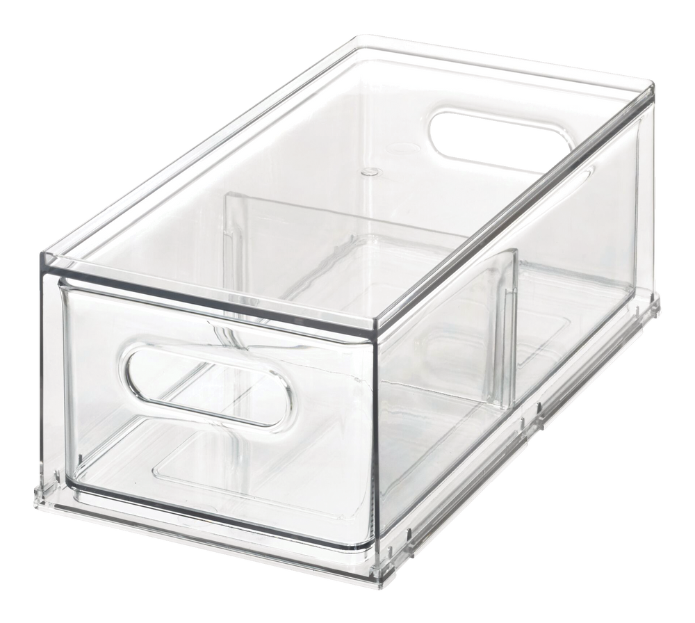 The Home Edit x iDESIGN Clear Plastic Divided Stacking Fridge Drawer  Storage Organizer