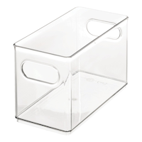 The Home Edit x iDESIGN Clear Plastic Narrow Stacking Pantry Bin Storage Organizer Front_Three_Fourths_Angled_Left
