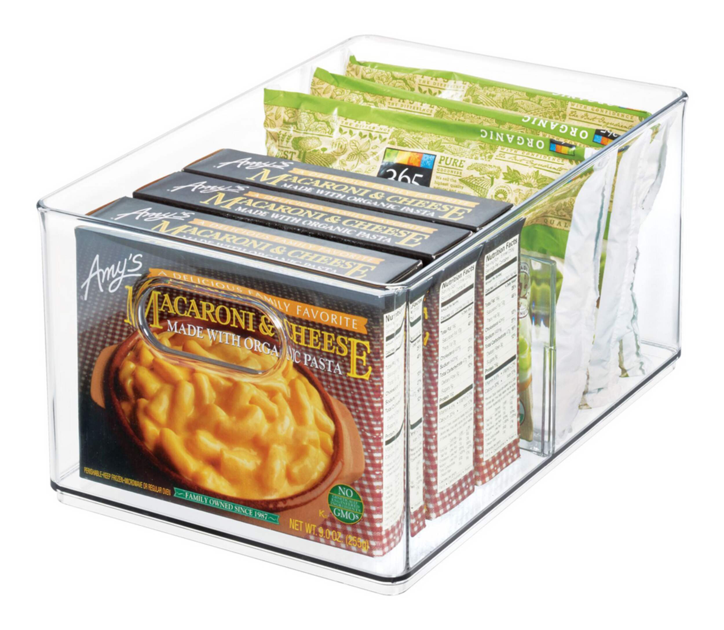 The Home Edit x iDESIGN Clear Plastic Divided Stacking Freezer Bin