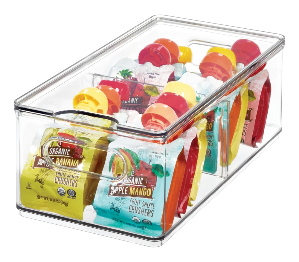 The Home Edit x iDESIGN Clear Plastic Large Divided Stacking Fridge Bin