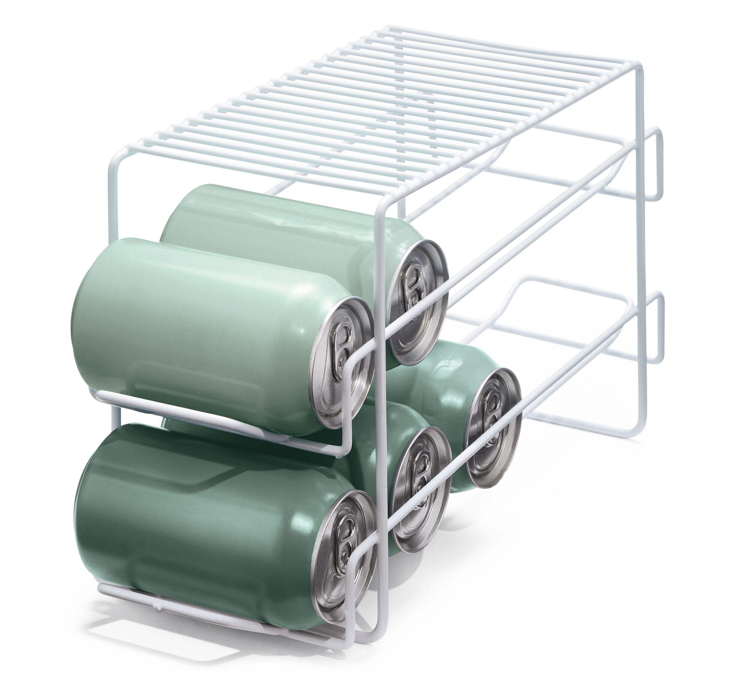 type A Alpha 2-Tier Beverage Can Organizer, White Front_Three_Fourths_Angled_Left