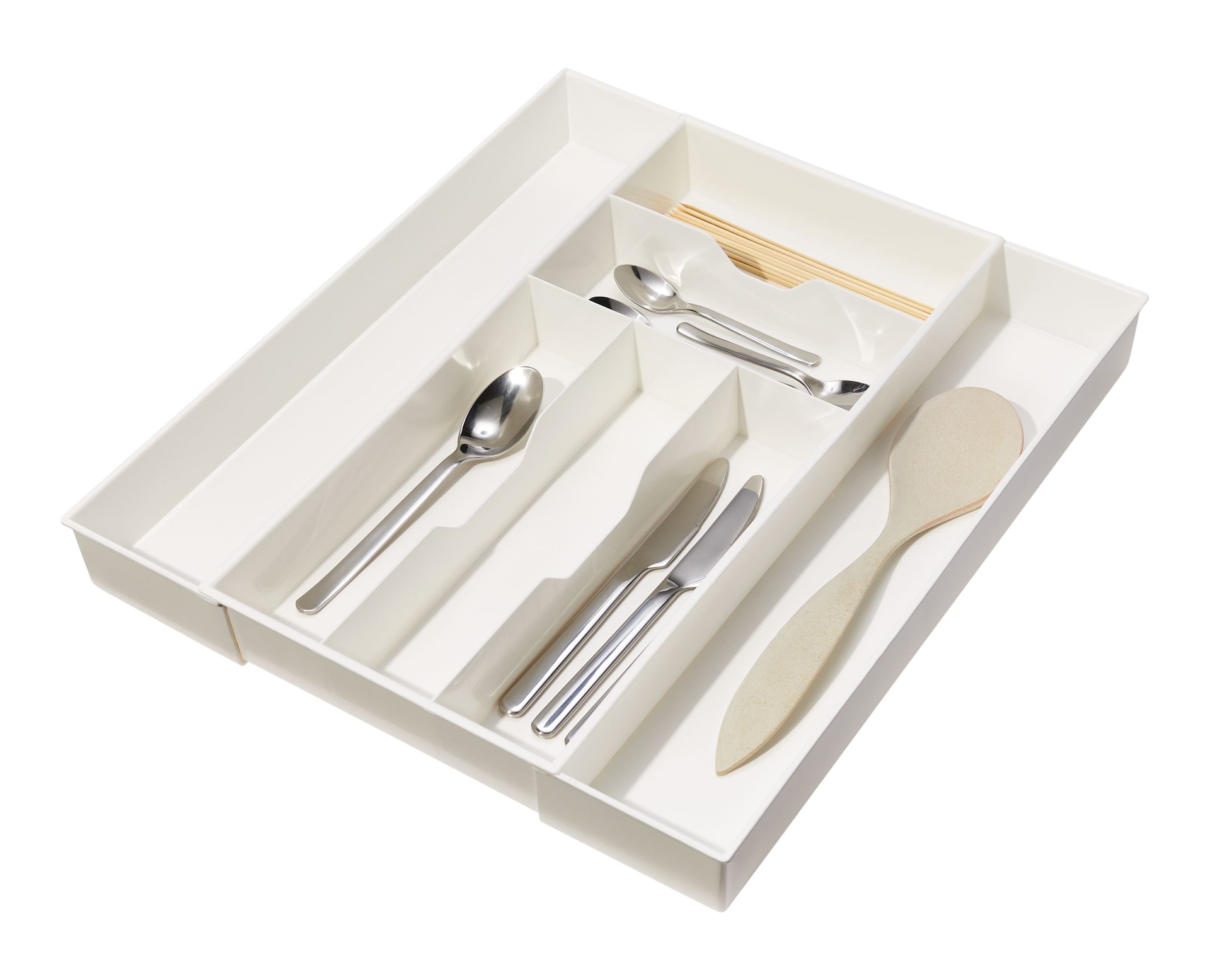 type A Alpha 7Slot Expandable Cutlery Tray Organizer, White Canadian