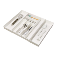 type A Alpha 8-Slot Expandable Cutlery Tray Organizer, White Front_Three_Fourths_Angled_Left