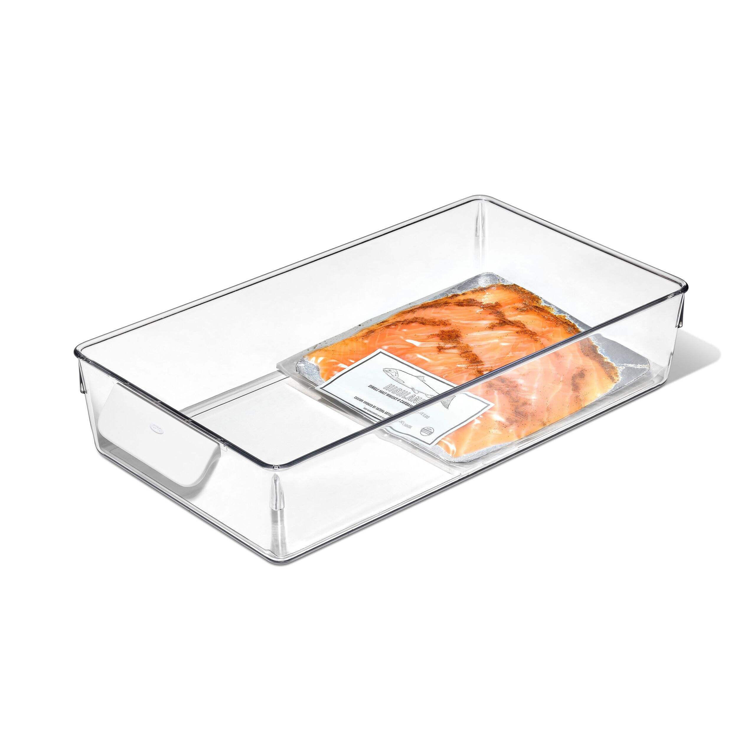 OXO Good Grips 4-Piece Refrigerator Storage Bin Set, Clear Front_Angled_Right