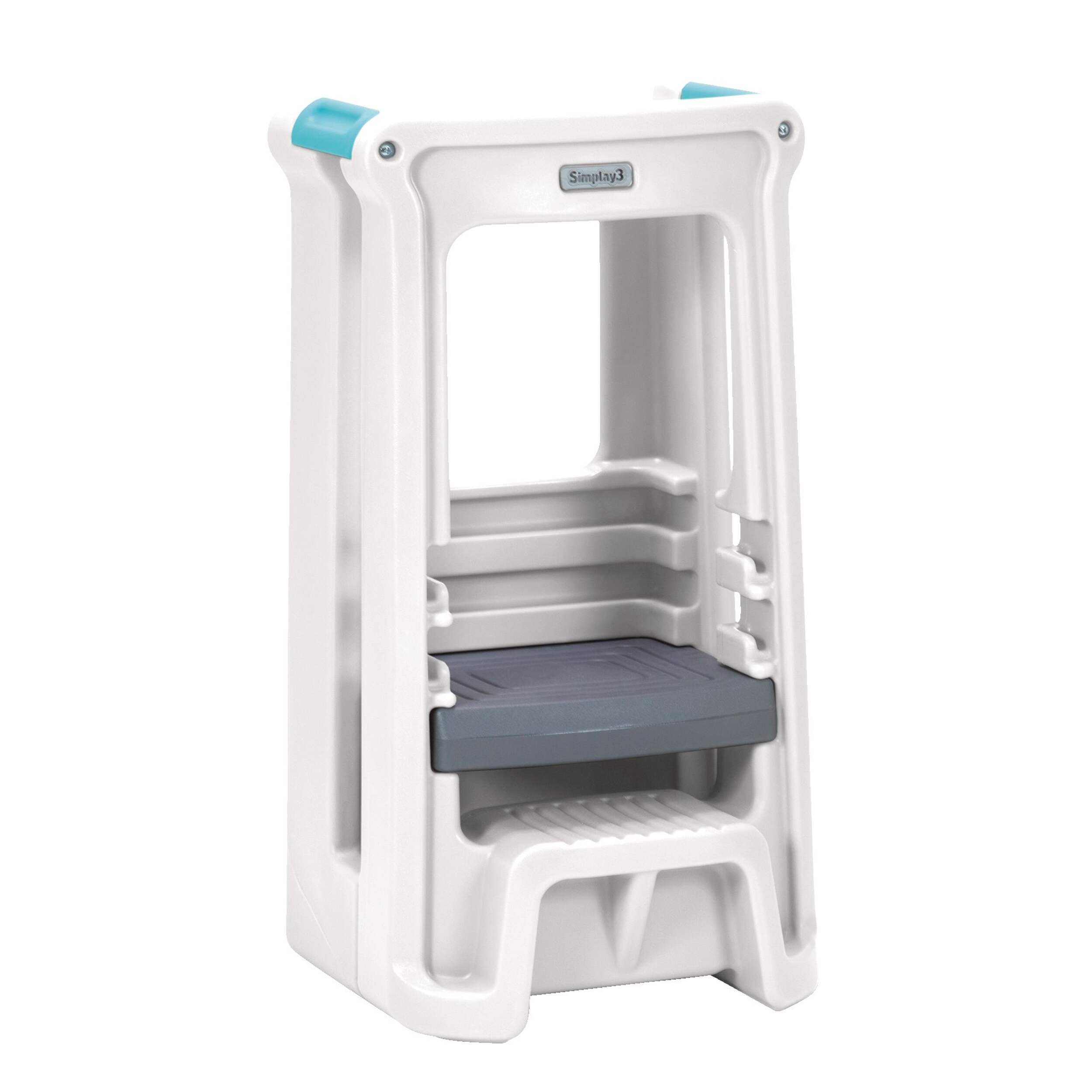 Toddler Tower Adjustable Step Stool, White Front_Three_Fourths_Angled_Right