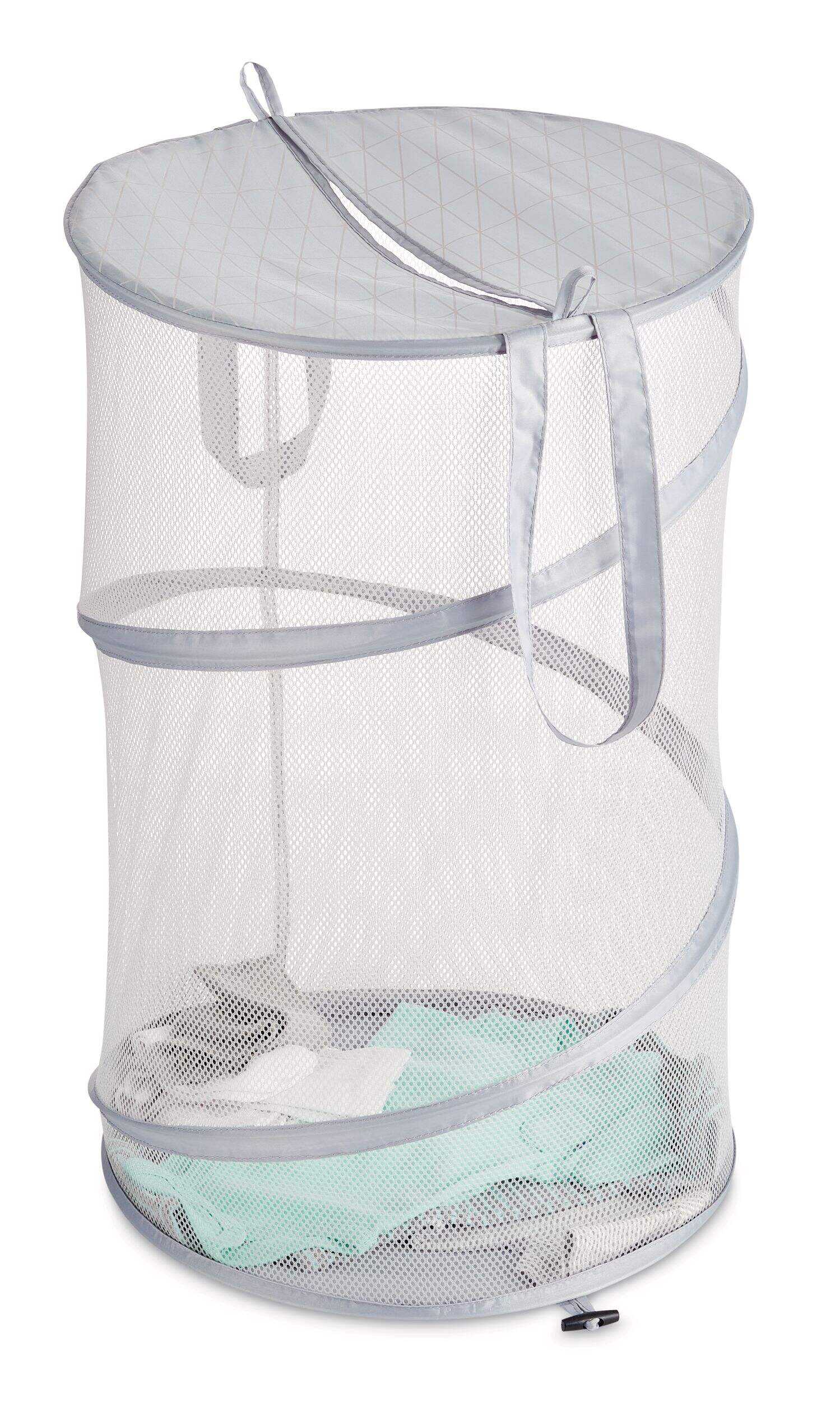 type A Pop Up Collapsible Mesh Laundry Hamper, 16-in x 25-in Front_Elevated