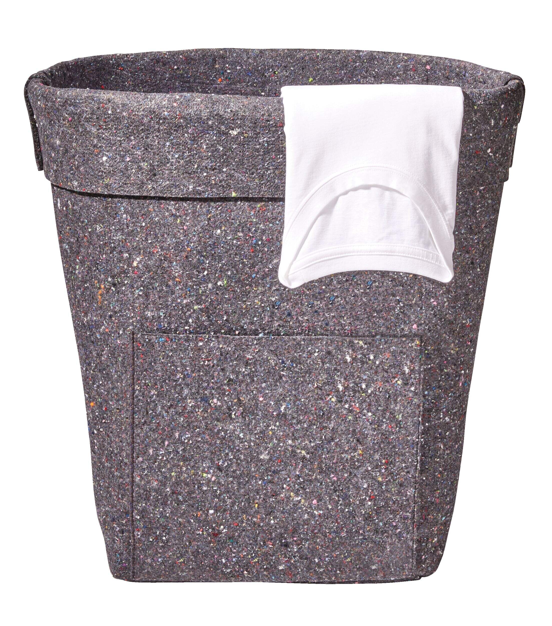 type A Recycled Felt Hamper with Handles, Grey Front_Elevated