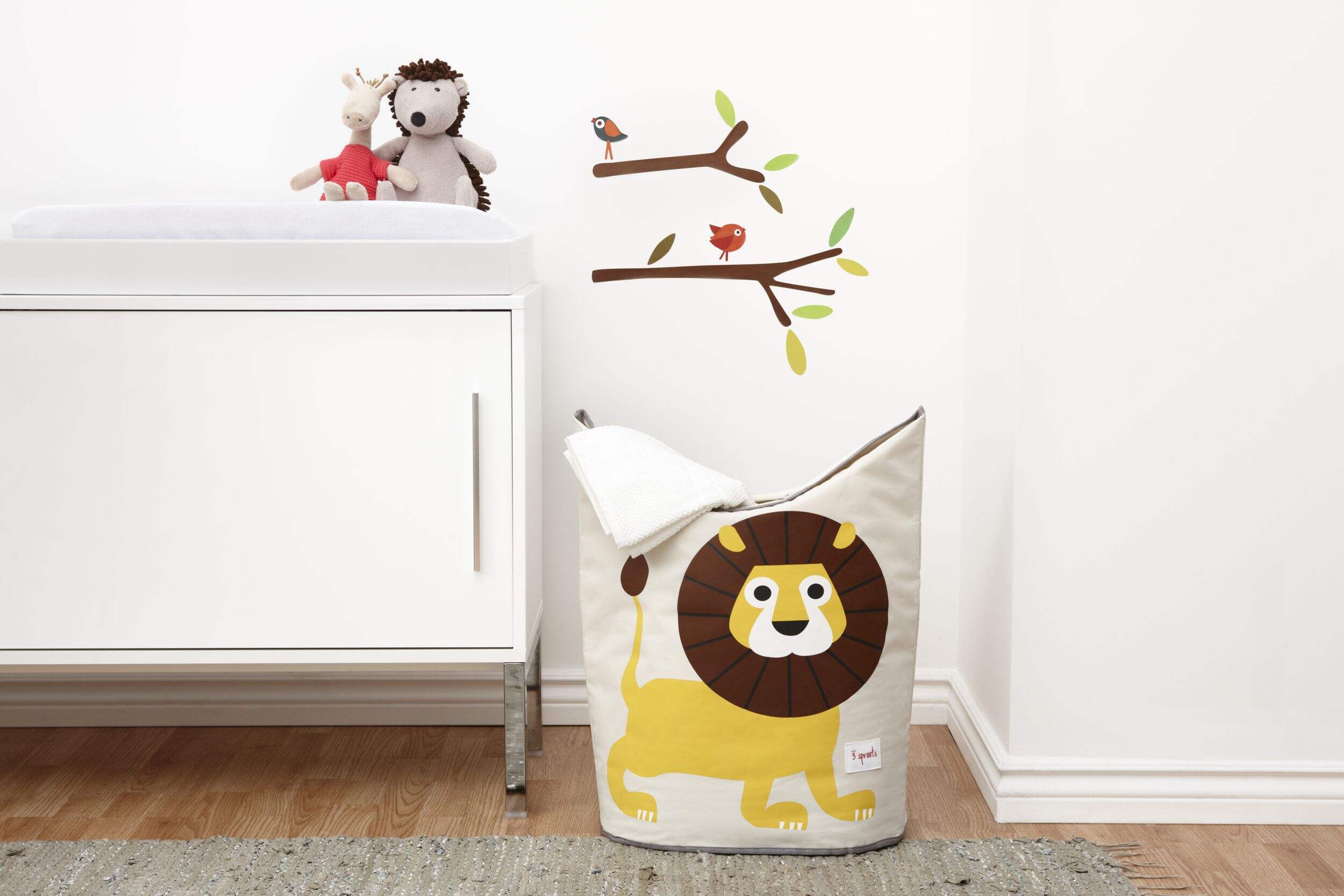 Panier à linge pour enfants 3&nbsp;Sprouts pour vêtements de chambre de bébé, lion, 19 H x 11&nbsp;P x 22&nbsp;po la Front_Flat