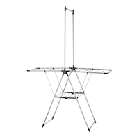 type A Adjustable Drying Rack with Hanger Bar, 53.5 x 23.6 x 39-in, Silver Front_Angled_Left