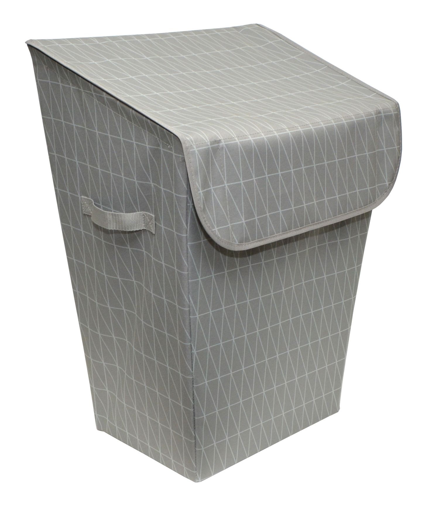 type A Laundry Hamper with Lid, 19.3 W x 12 D x 24in H, Grey