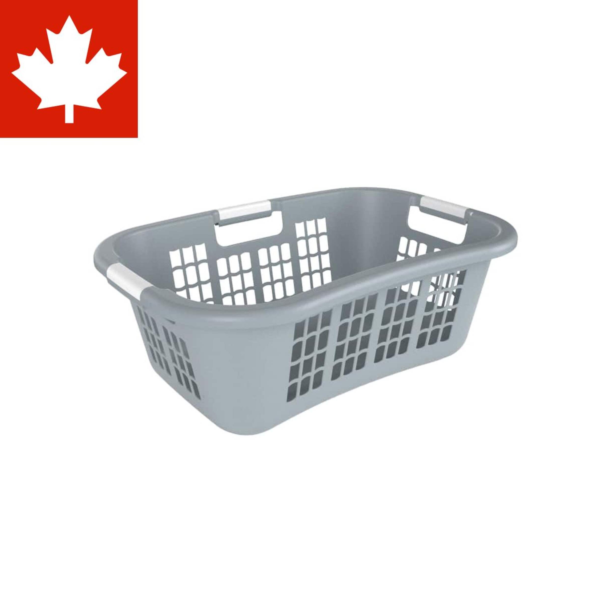 type A Hip Hugger Laundry Basket, 25.7 x 17.7 x 9.3-in, Grey Front_Three_Fourths_Angled_Right