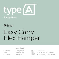 type A Easy Carry Flexible Laundry Hamper, 21.3 x 11 x 24.7-in, Grey Front_Flat