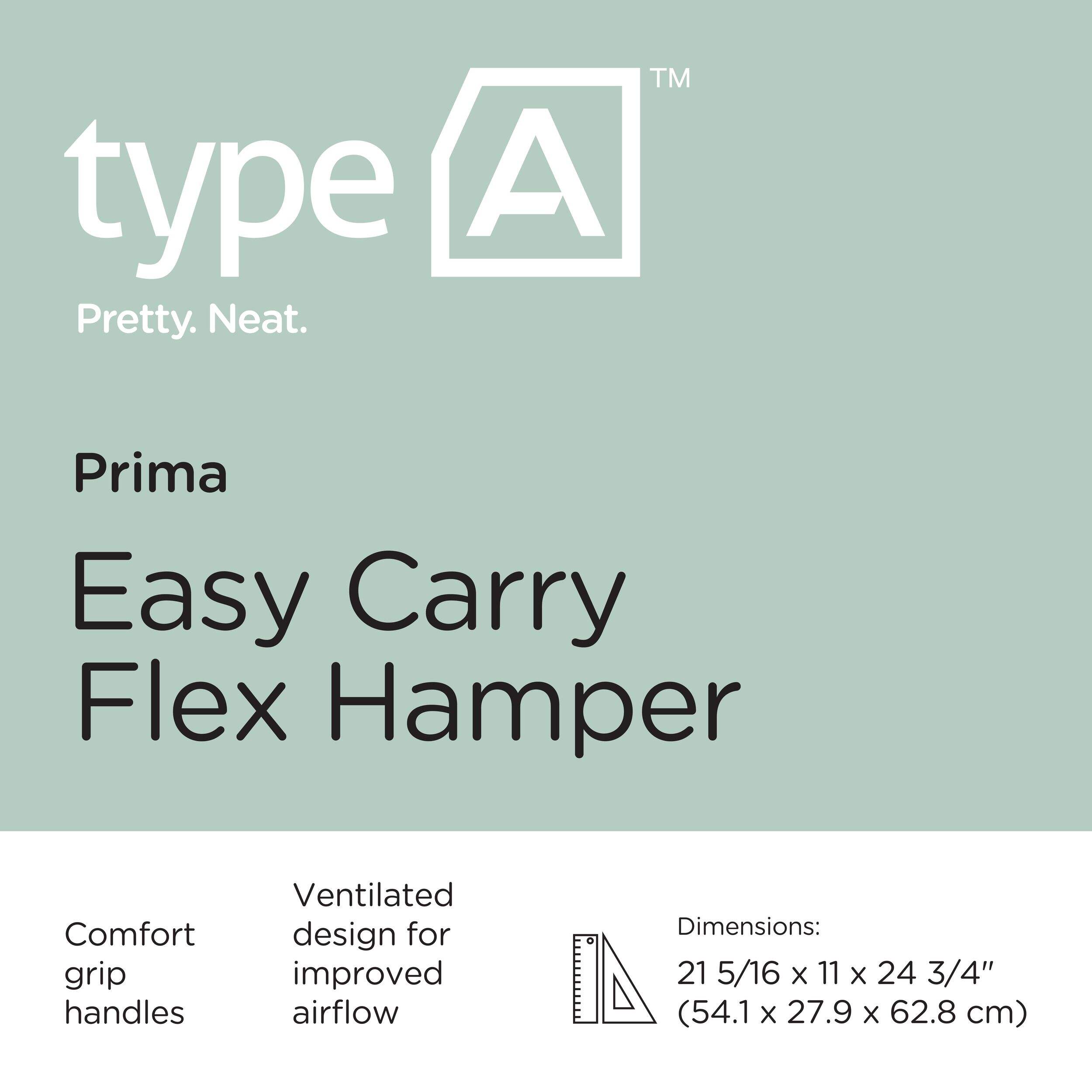 type A Easy Carry Flexible Laundry Hamper, 21.3 x 11 x 24.7-in, Grey Front_Flat