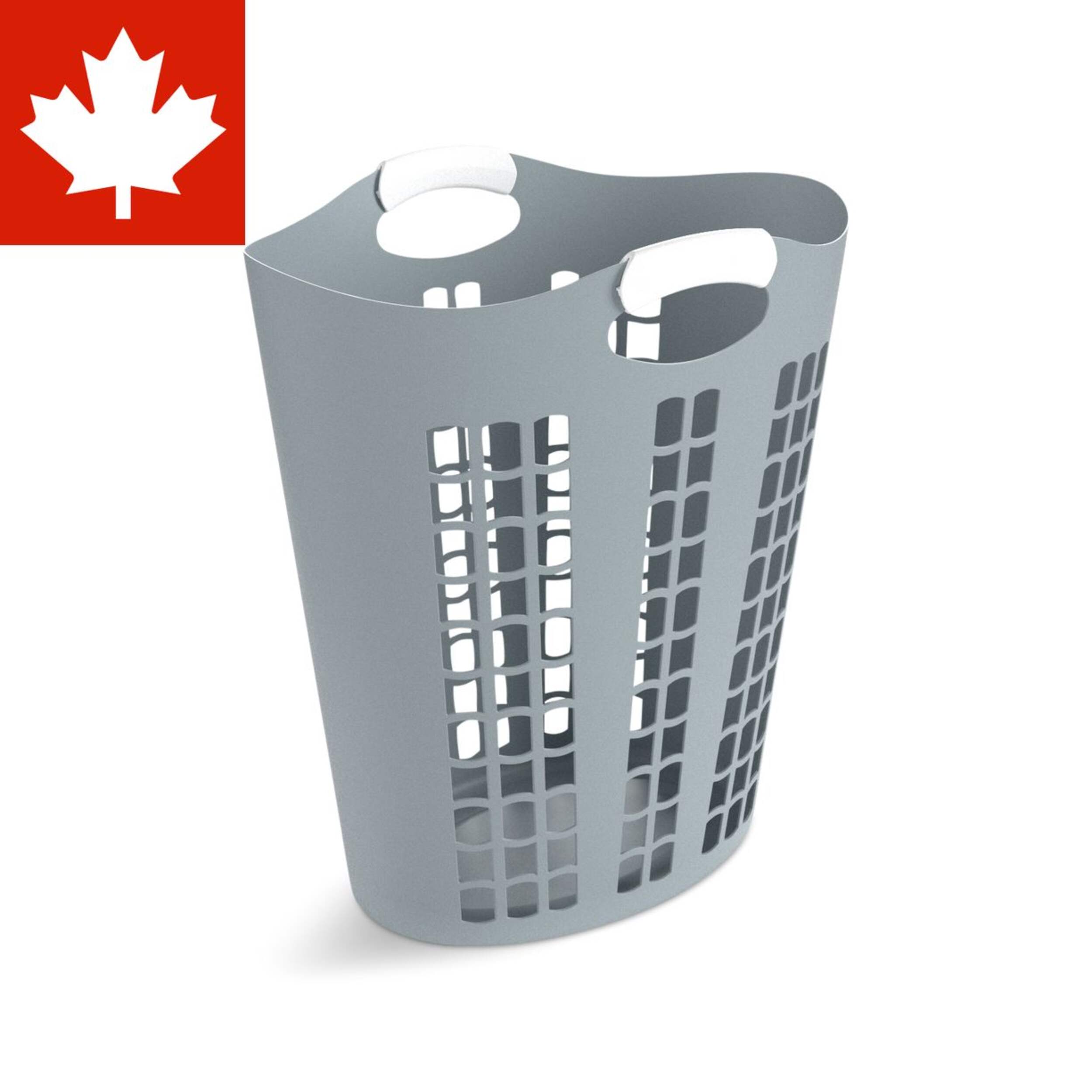 type A Easy Carry Flexible Laundry Hamper, 21.3 x 11 x 24.7-in, Grey Front_Elevated