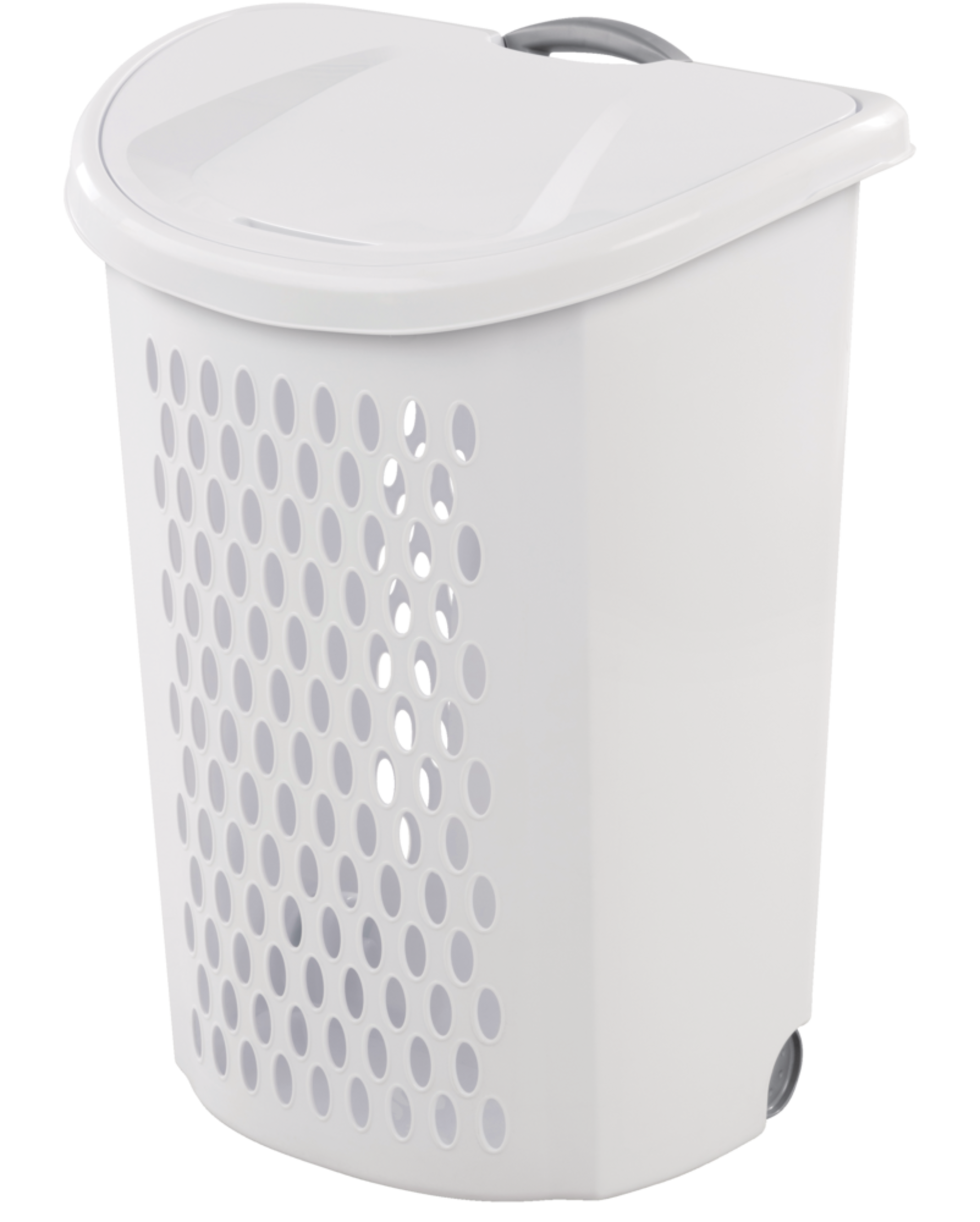 Sterilite Bushel Ultra Laundry Hamper with Wheels, 20.1 L x 15.4 W x 26.75-in H Front_Angled_Left