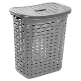 Sterilite Weave Laundry Hamper, Plastic, Grey Front_Three_Fourths_Angled_Right