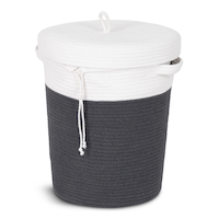 type A Rope Hamper with Lid, White/Grey