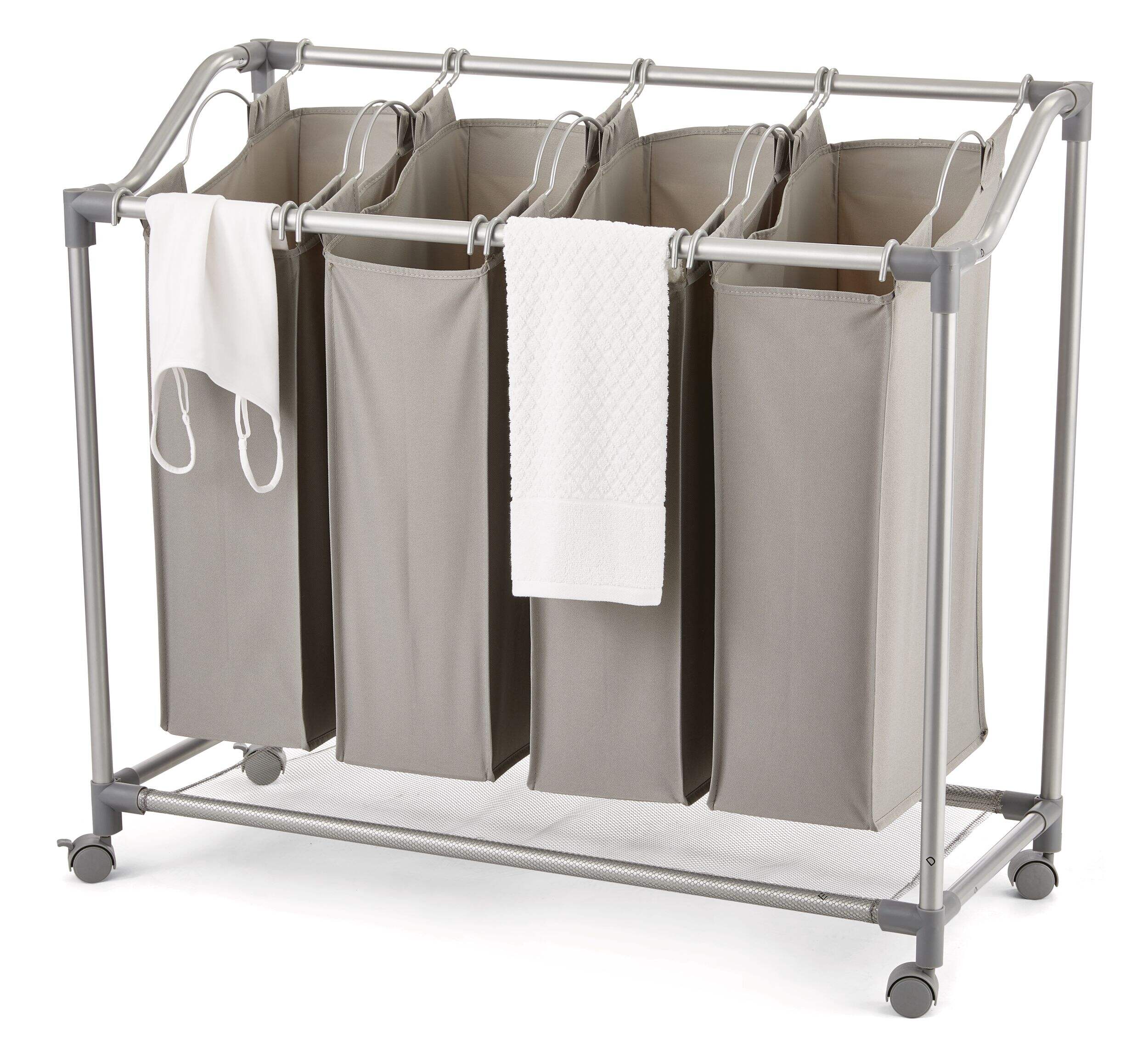 type A Front Loading Quad Laundry Sorter, 37.3 x 15 x 33.5-in Front_Angled_Left