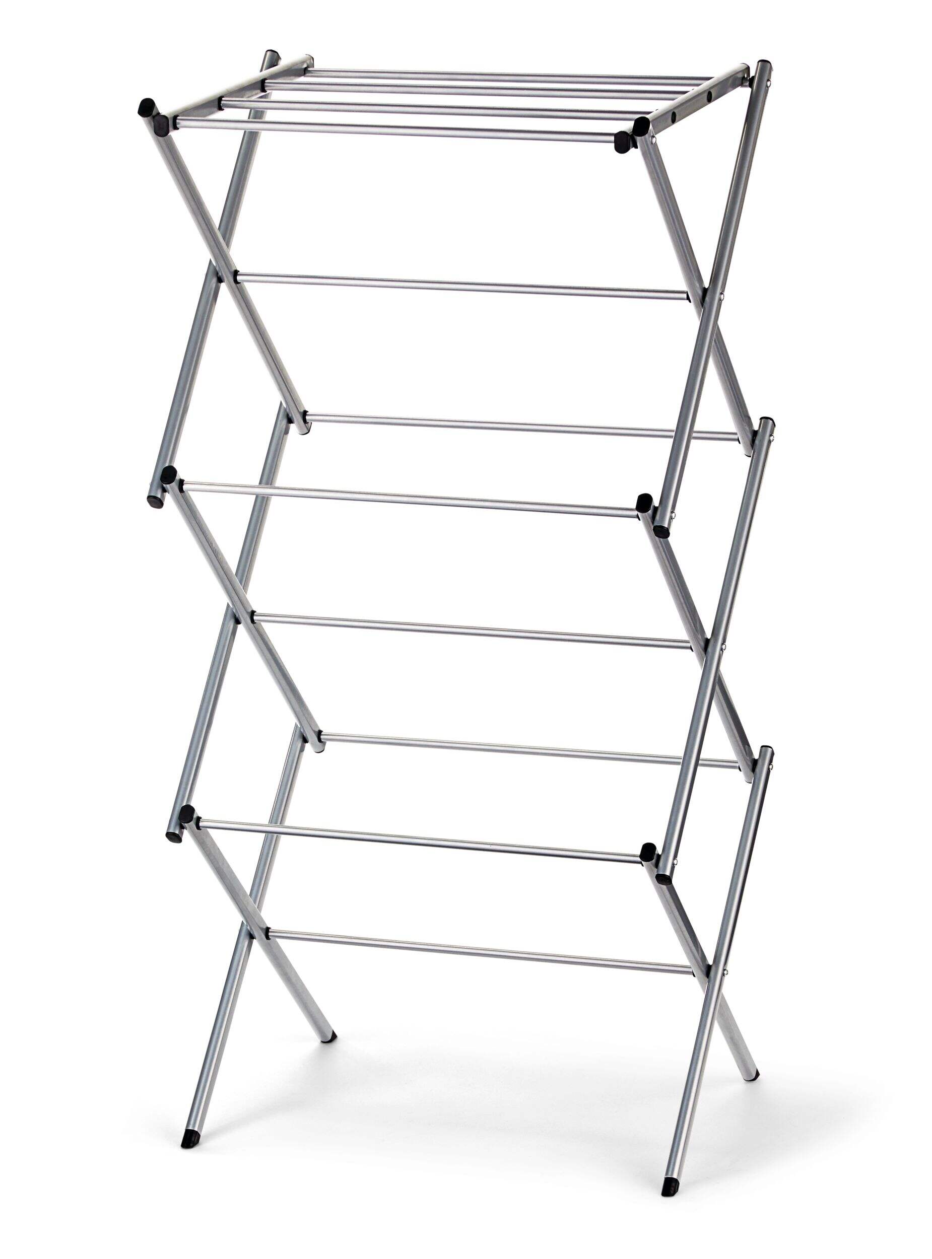 type A Accordion Drying Rack, 20.9 x 14.5 x 40.9-in, Silver Front_Three_Fourths_Angled_Left