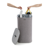 Joseph & Joseph Easy-Empty Smart Laundry Basket with Lid, Foldable, Grey, 60-L