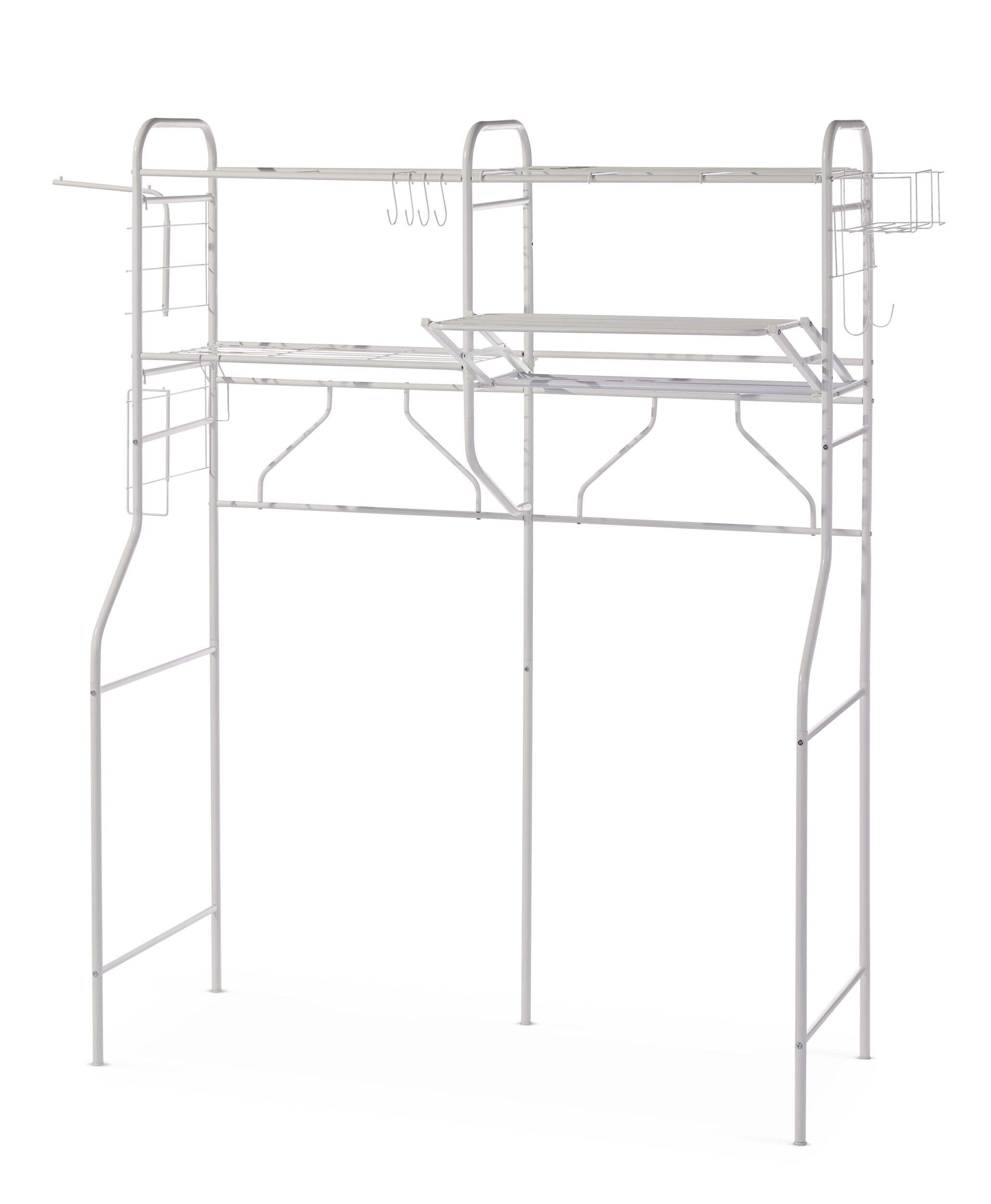type A Linear Double-Unit Laundry Organization System, White Front_Three_Fourths_Angled_Left