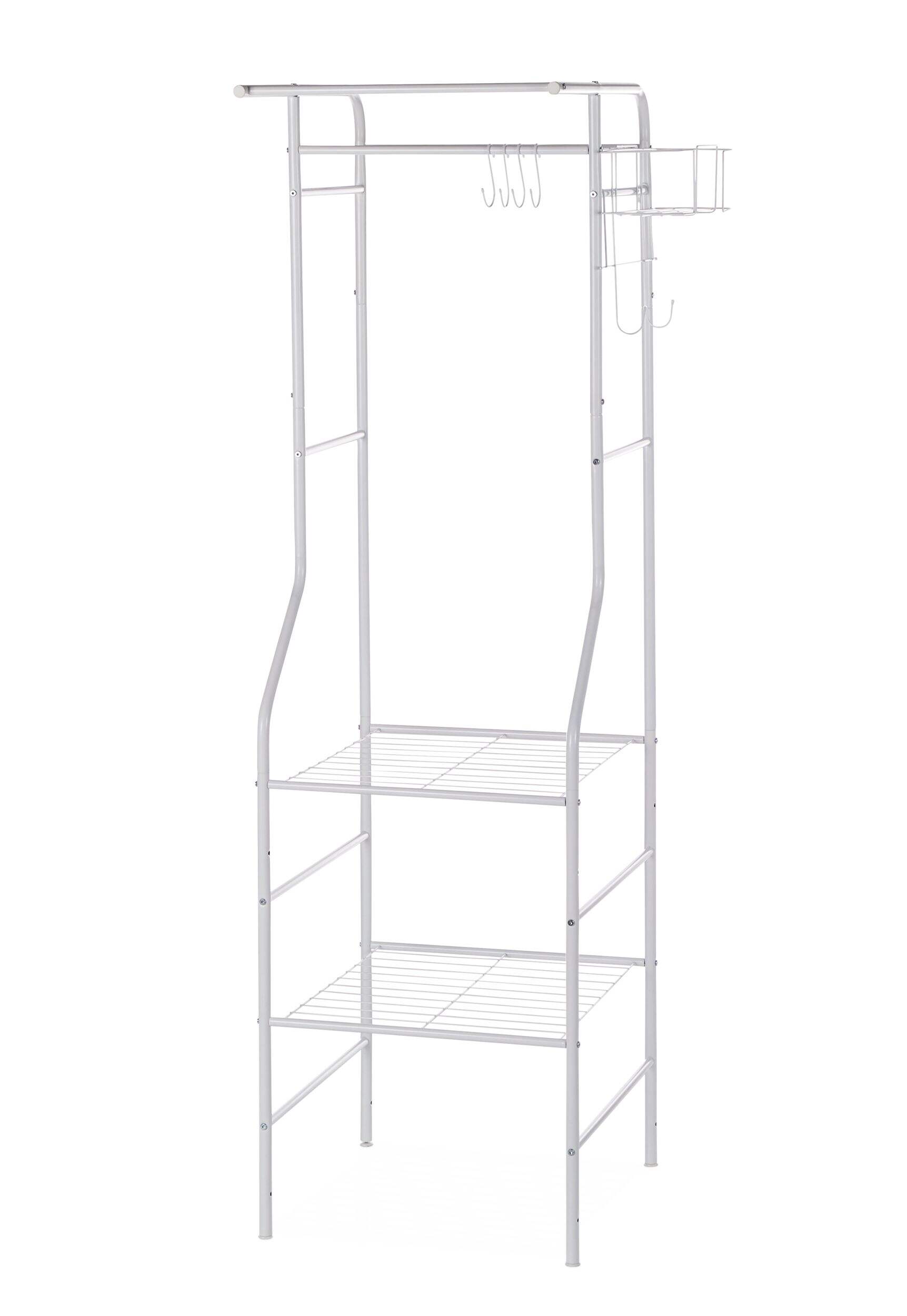 type A Linear Side Laundry Organization System, White Front_Three_Fourths_Angled_Left