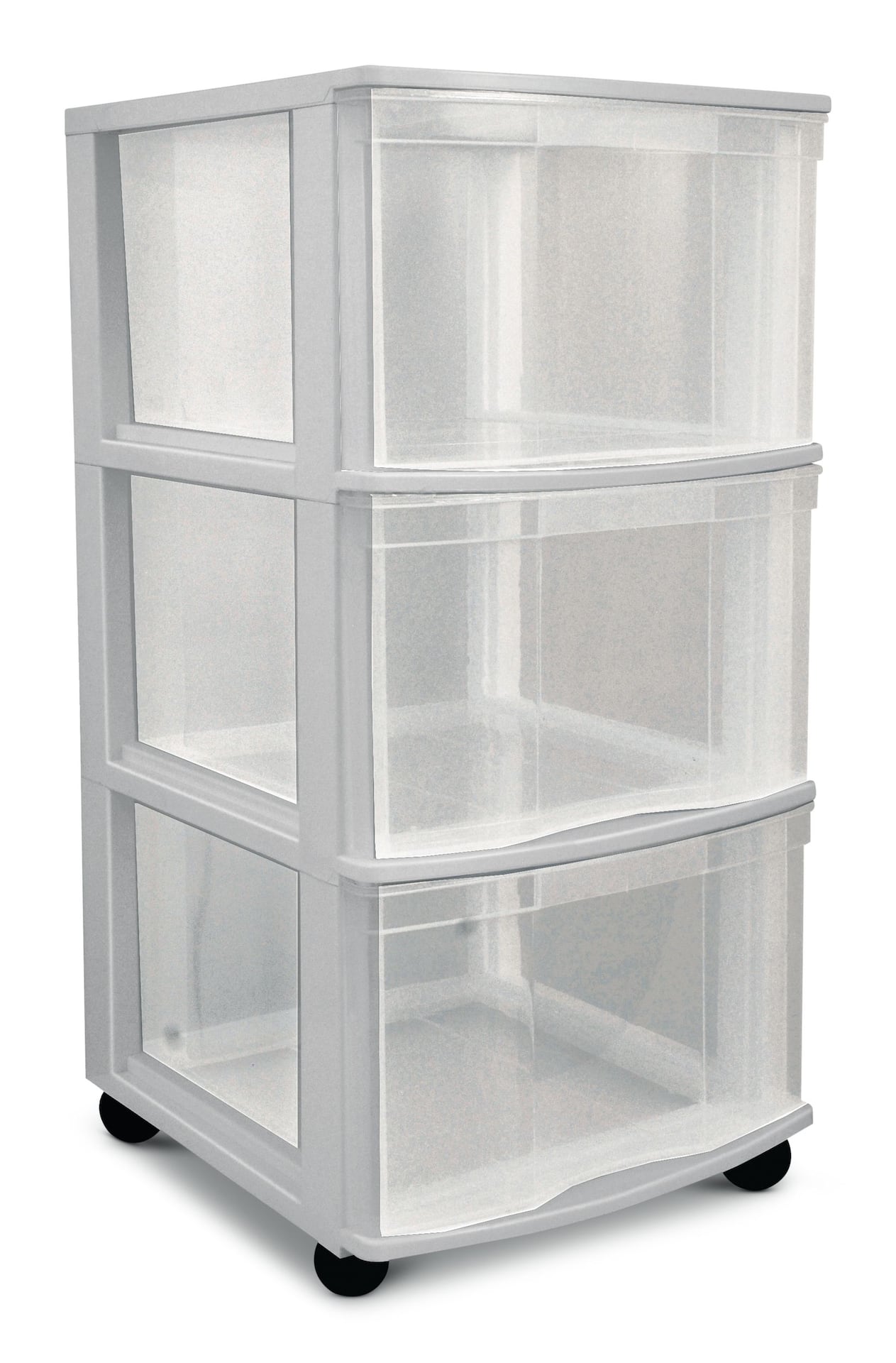 type A Clear Grey Frame 3-Drawer Storage Tower/Cart with Wheels, 26-in ...