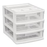 type A Desk Clear White Frame 3-Drawer Storage Tower, 10-in Front_Angled_Right