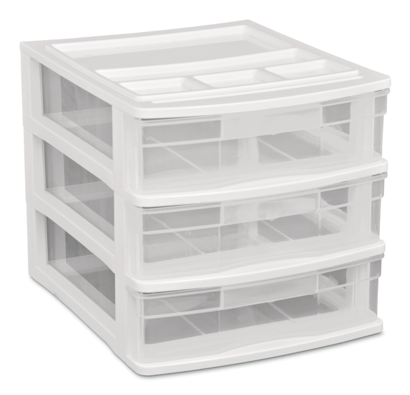 type A Desk Clear White Frame 3Drawer Storage Tower, 10in Canadian Tire
