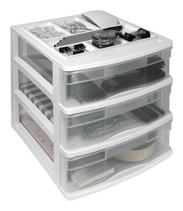 type A Desk Clear White Frame 3Drawer Storage Tower, 10in Canadian Tire