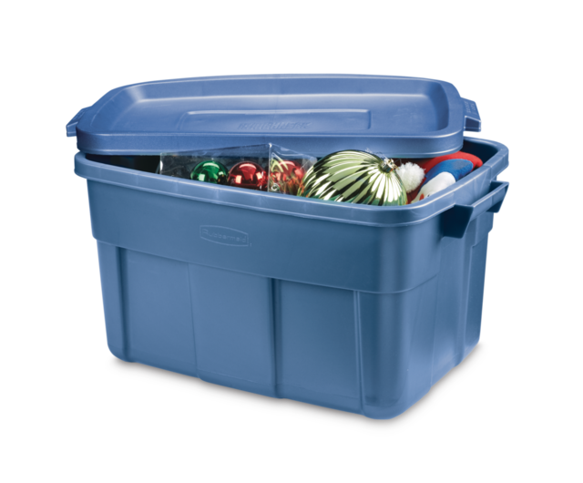 Rubbermaid Roughneck Stackable Storage Box with Lid, 53-L, Blue ...